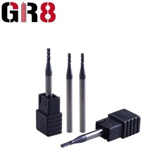 2 Ffliwt Cutter Melino Micro-diamedr Fflat